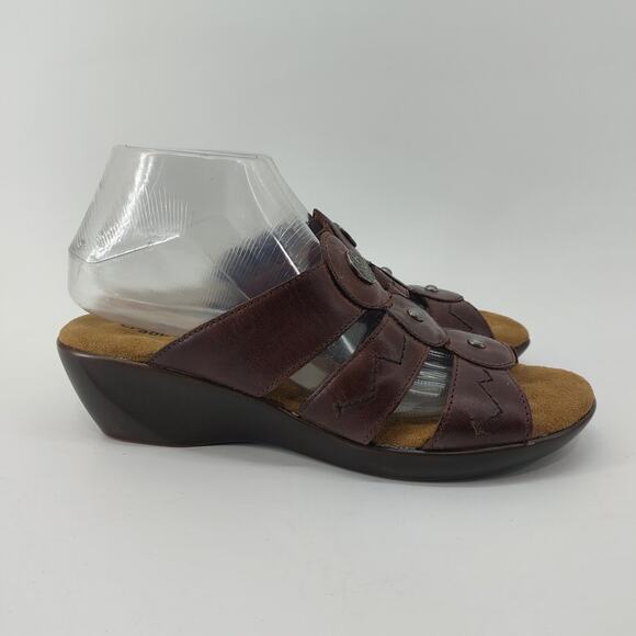 Walking Cradles Brown Leather Sandals Slides 9.5 - Picture 3 of 11